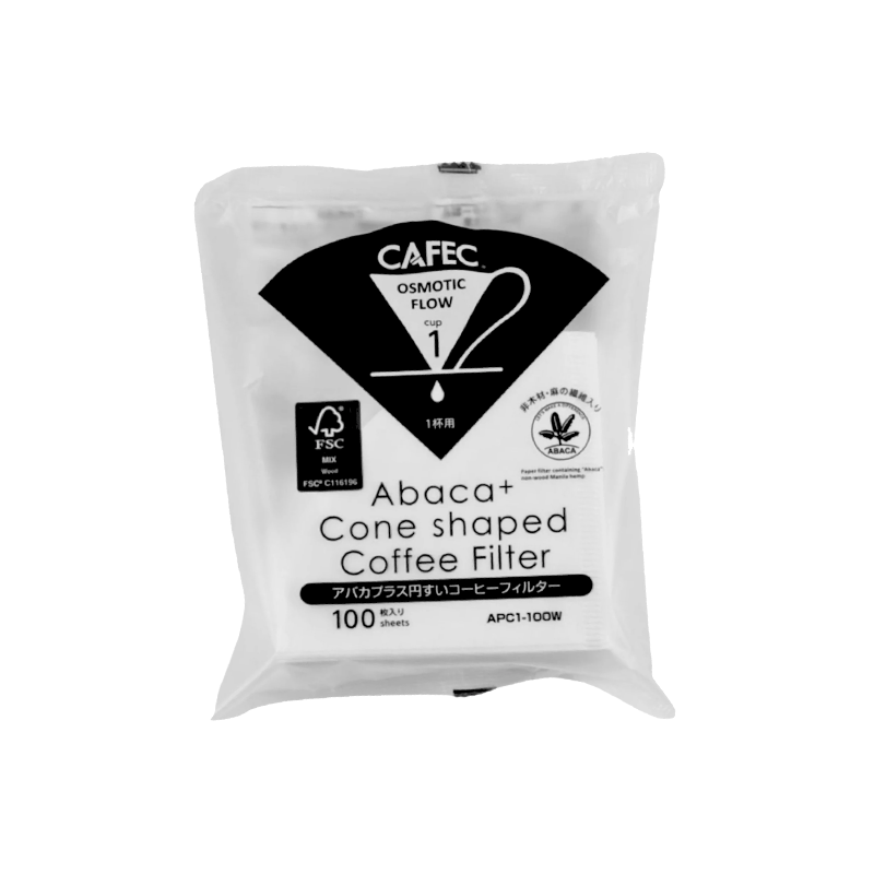Filtres Abaca Plus 1 tasse Blanc - 100 pièces - Cafec