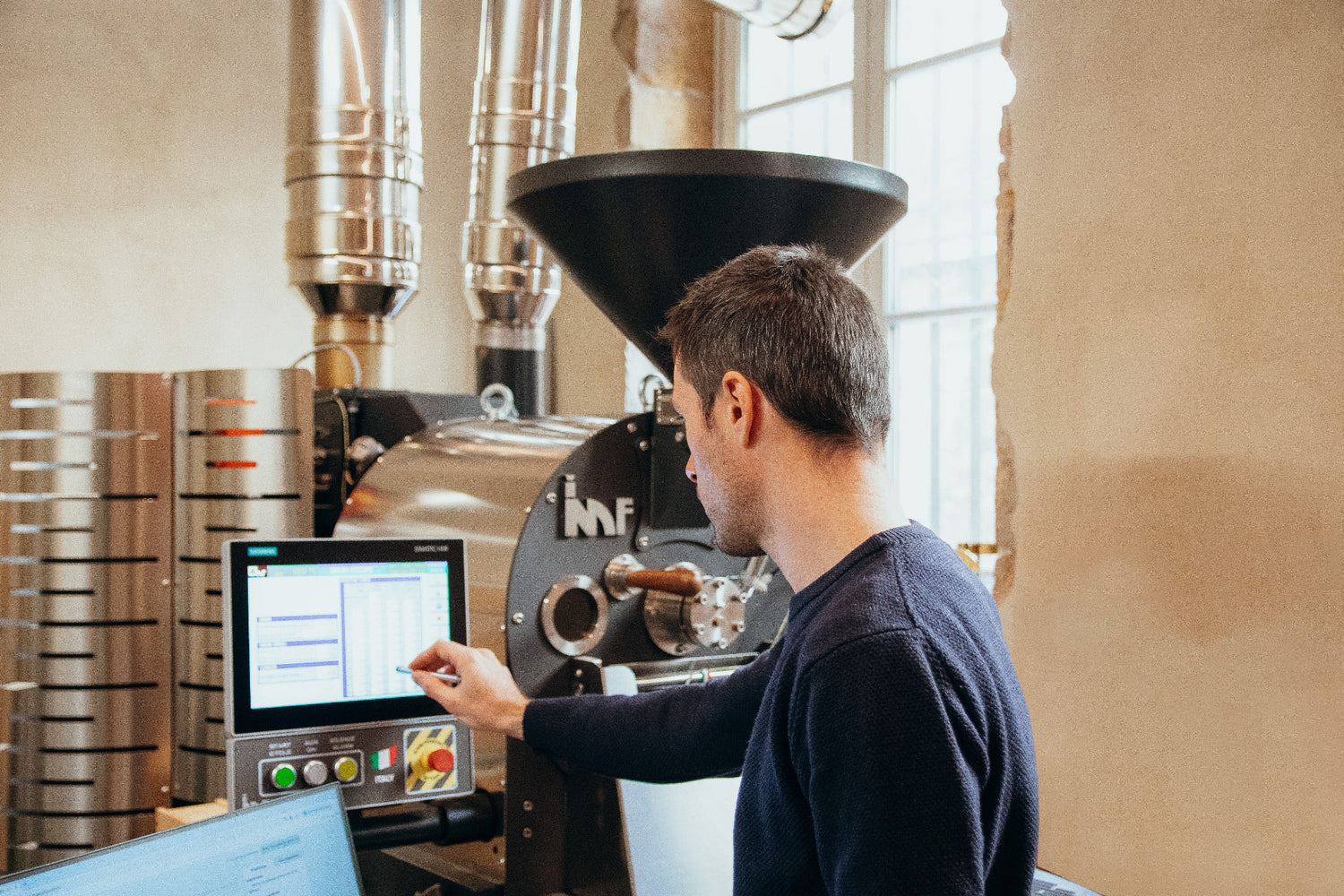 Torrefaction de cafe en cours